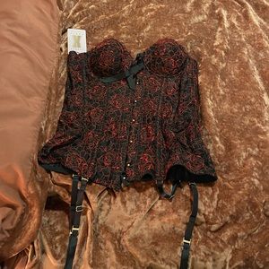 SavagexFenty red & black lace corset, size L